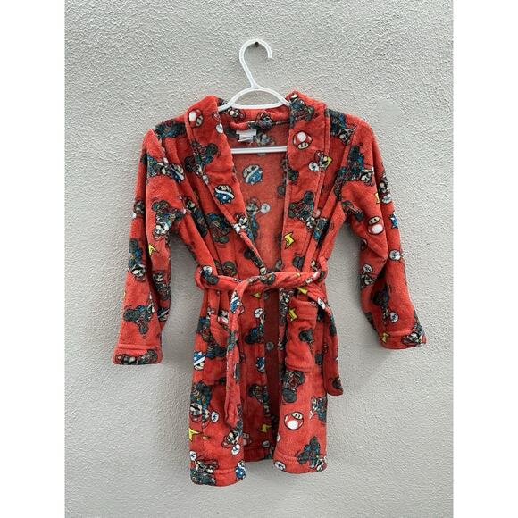 Super Mario Kart Childrens Bath Robe Size 8 Red Character Fleece Sleepwear - Picture 2 of 12